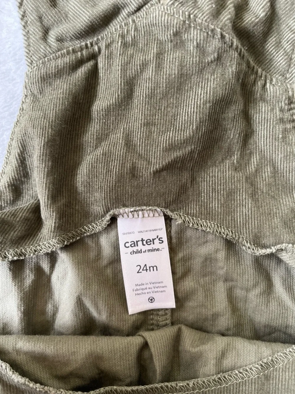 Carter's Olive Green Corduroy Kids Overall Dress Set